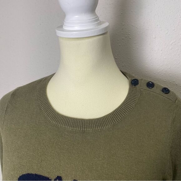 Talbots Rainy Days Green Crewneck Sweater W/ Elbow Patches Women's Size P - Picture 14 of 16